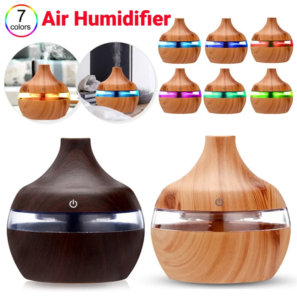 Drewnopodobny Ultradźwiękowy Dyfuzor Nawilżacz Dom i Auto 🌿
